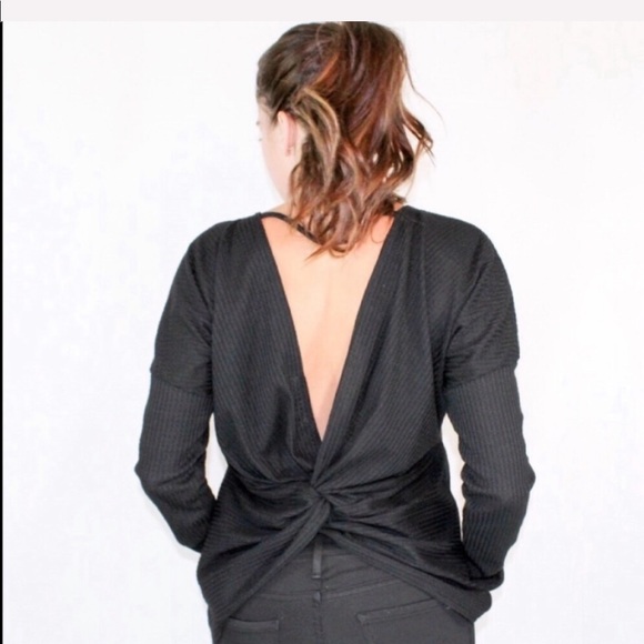 Black Long Sleeve Sweater with Twist in back - Picture 3 of 3